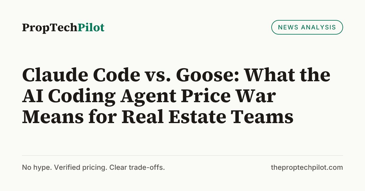 Visual summary for Claude Code vs. Goose: What the AI Coding Agent Price War Means for Real Estate Teams