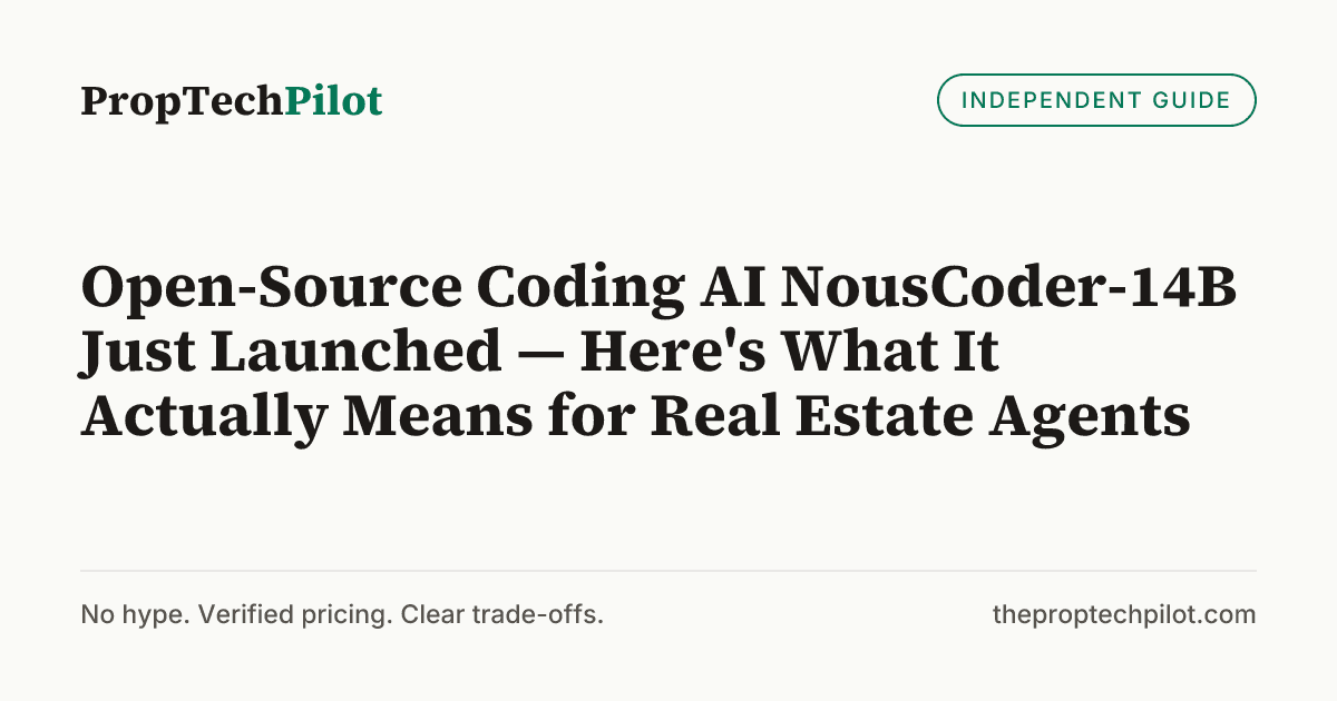 Visual summary for Open-Source Coding AI NousCoder-14B Just Launched — Here's What It Actually Means for Real Estate Agents